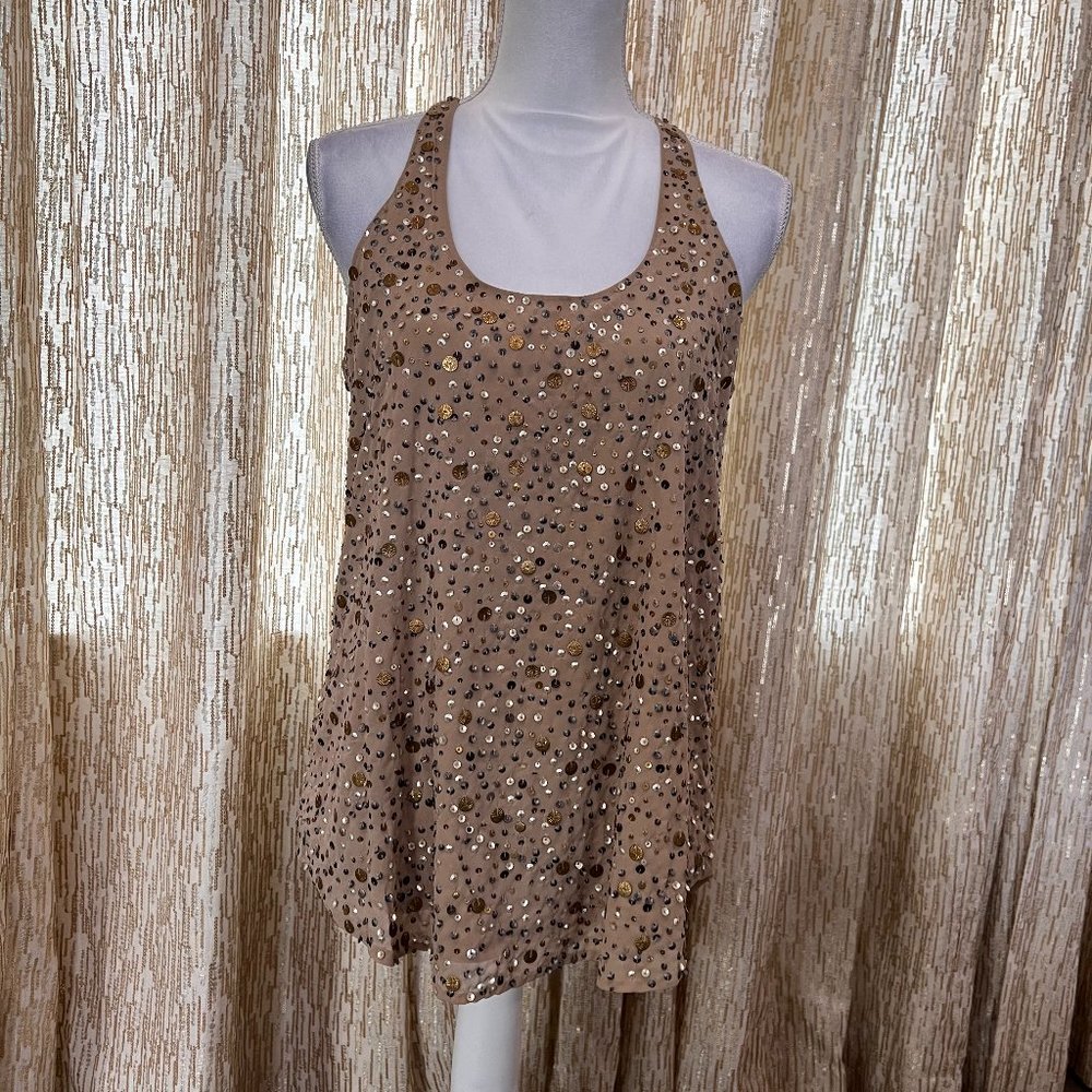 NWT Joie gold/sequin embellished racerback tank